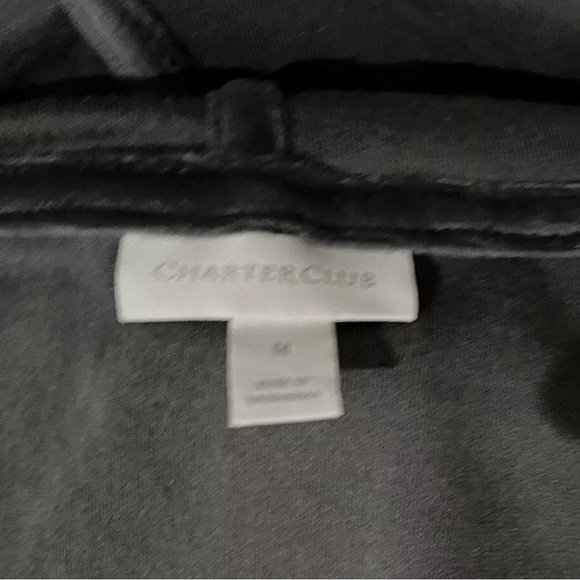 Charter Club Velour Zip-Up Hoodie Black Size M Soft Sift And Beautiful - Picture 7 of 8